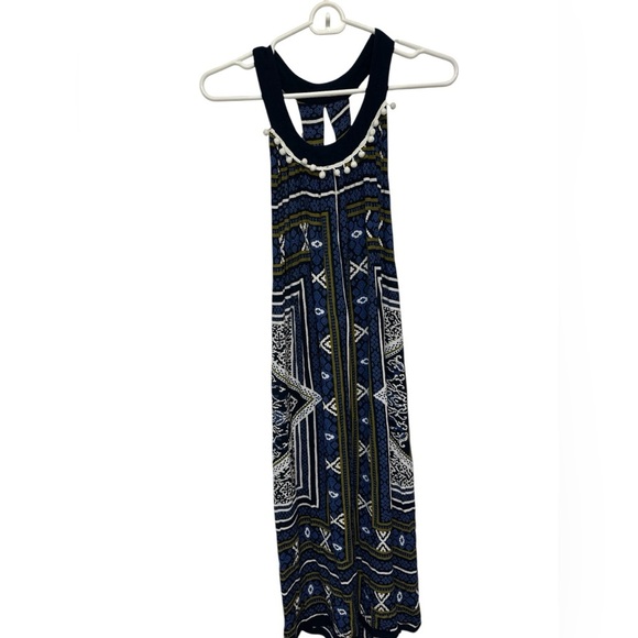 RAGA Riviera Maya Printed Midi Dress Women's Blue 100% Viscose Racerback - Picture 1 of 9